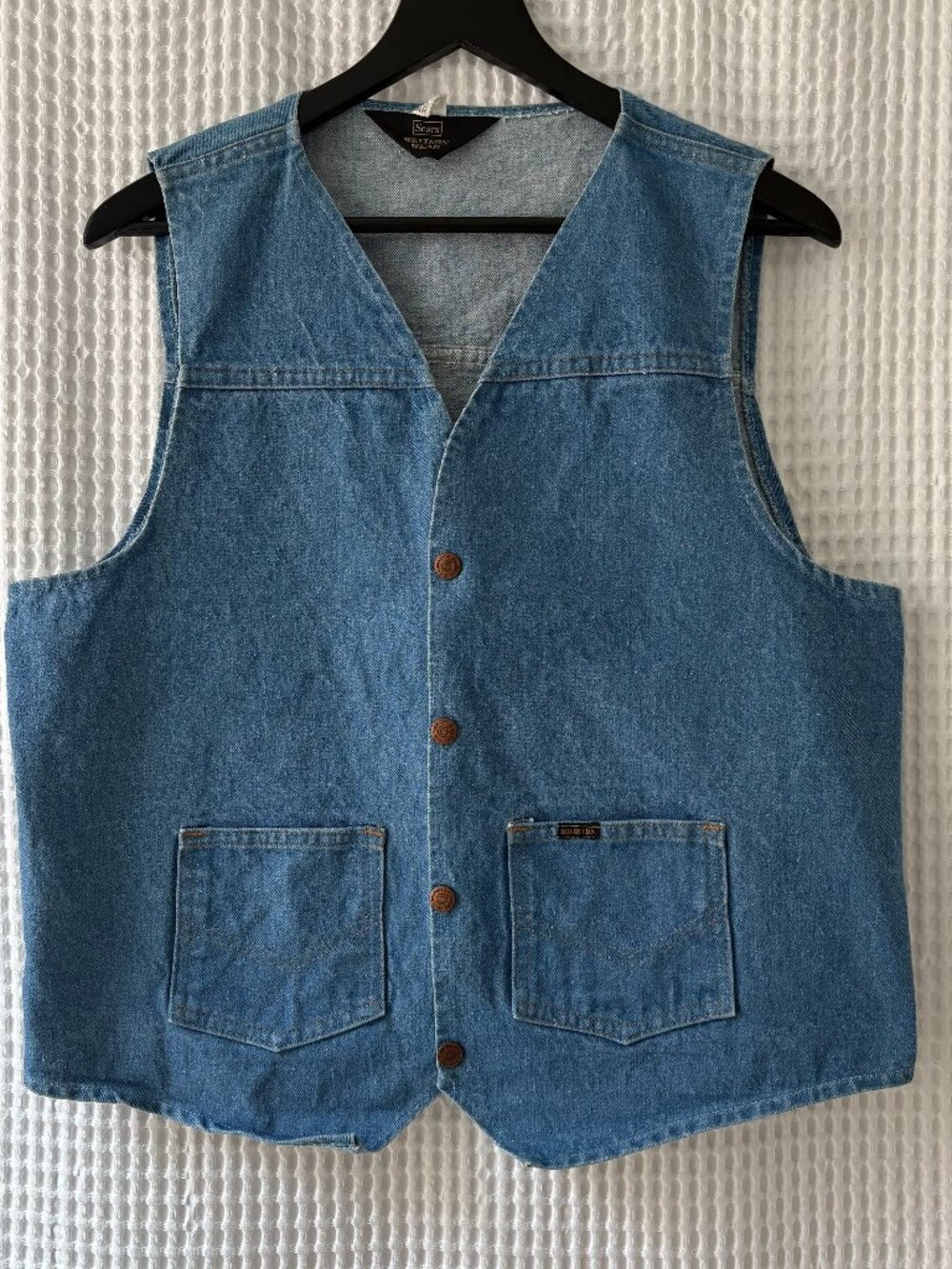 Vintage Sears Western Wear 1970s cotton denim men's vest size LT